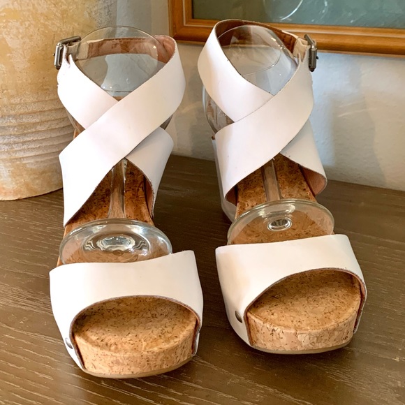 Lucky Brand NWOT white cork Wedges NWOT Moran Proseco Size 9 1/2 - Picture 2 of 10